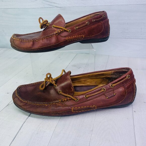 Polo Ralph Lauren ROBERTS Brown Leather Slip On Driving Loafers Shoes Sz 11.5 D - Picture 5 of 9